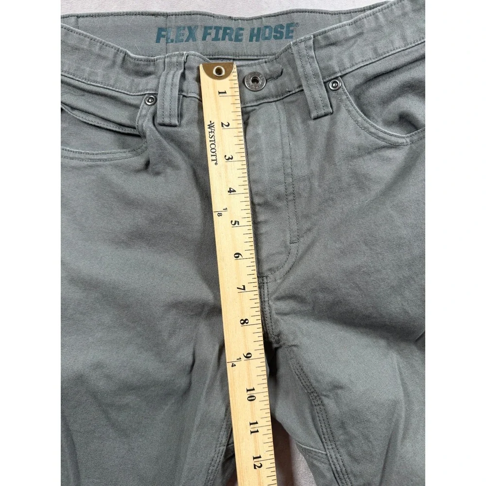 Duluth Trading Flex Fire Hose Mens 30x34 Work Pants Gray Cotton Canvas Slim Fit